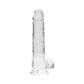 RealRock Crystal Clear Realistic 8 in. Dildo With Balls and Suction Cup Clear - Fantasies Boutique