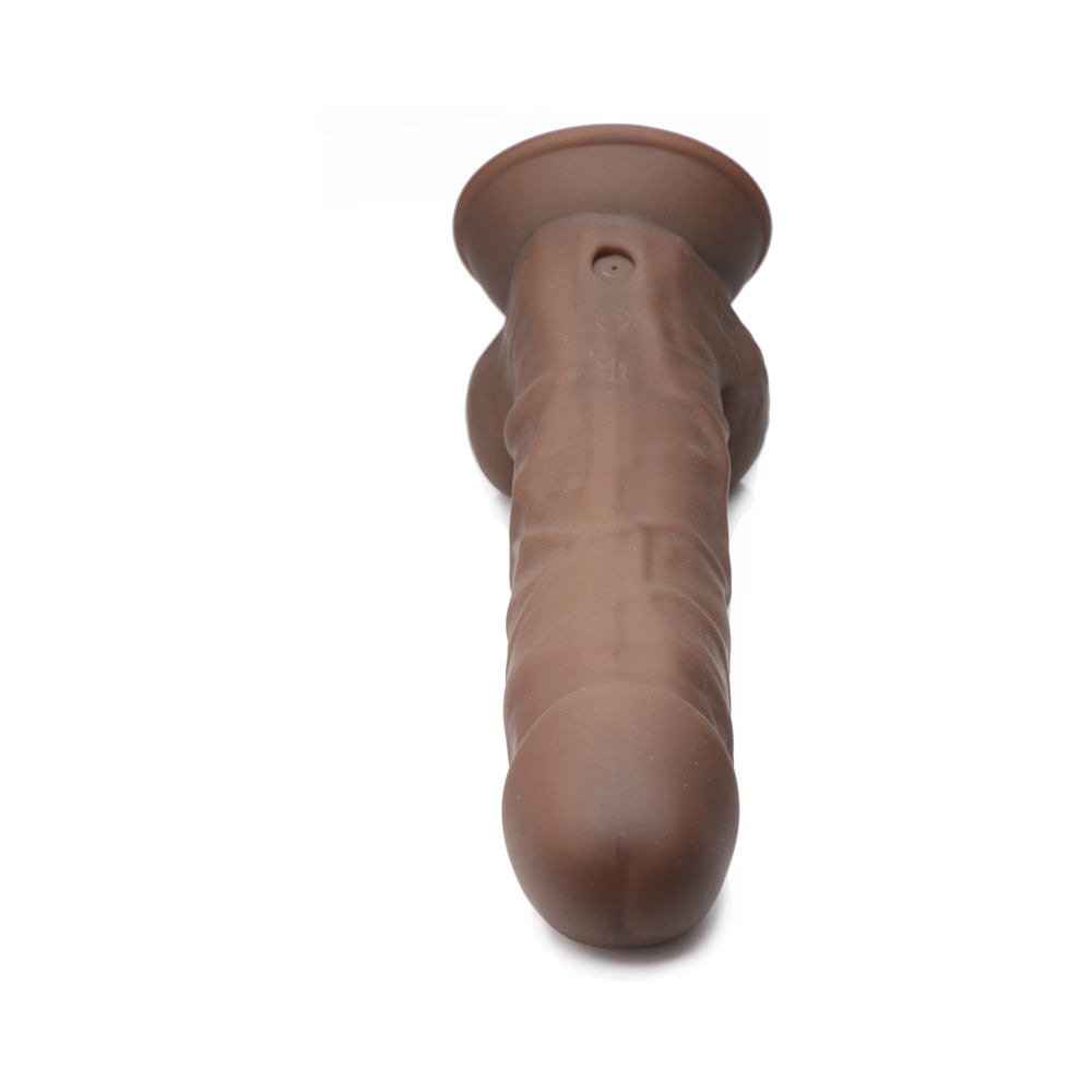 Curve Toys FLESHSTIXXX Rechargeable 8 in. Posable Vibrating Dildo with Balls & Suction Cup Brown - Fantasies Boutique