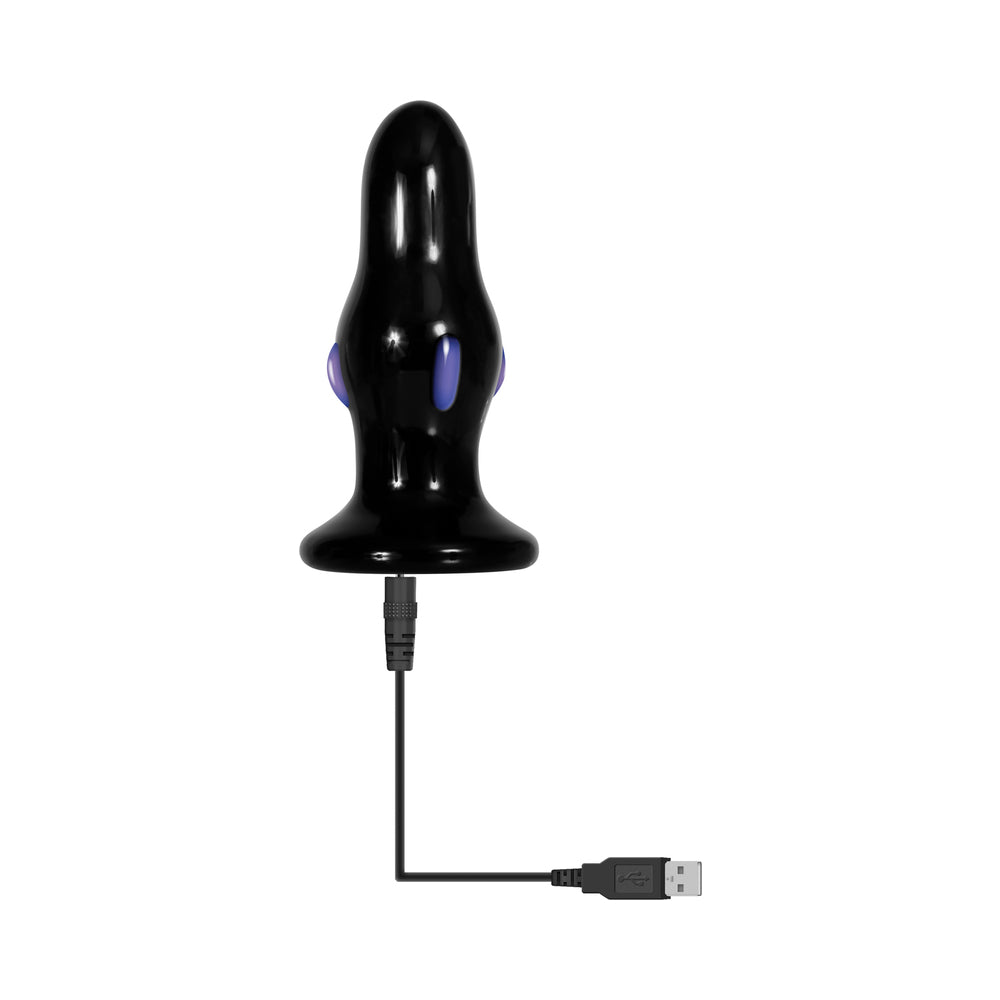 Adam & Eve Rear Rocker Rechargeable Vibrating Glass Anal Plug Black - Fantasies Boutique