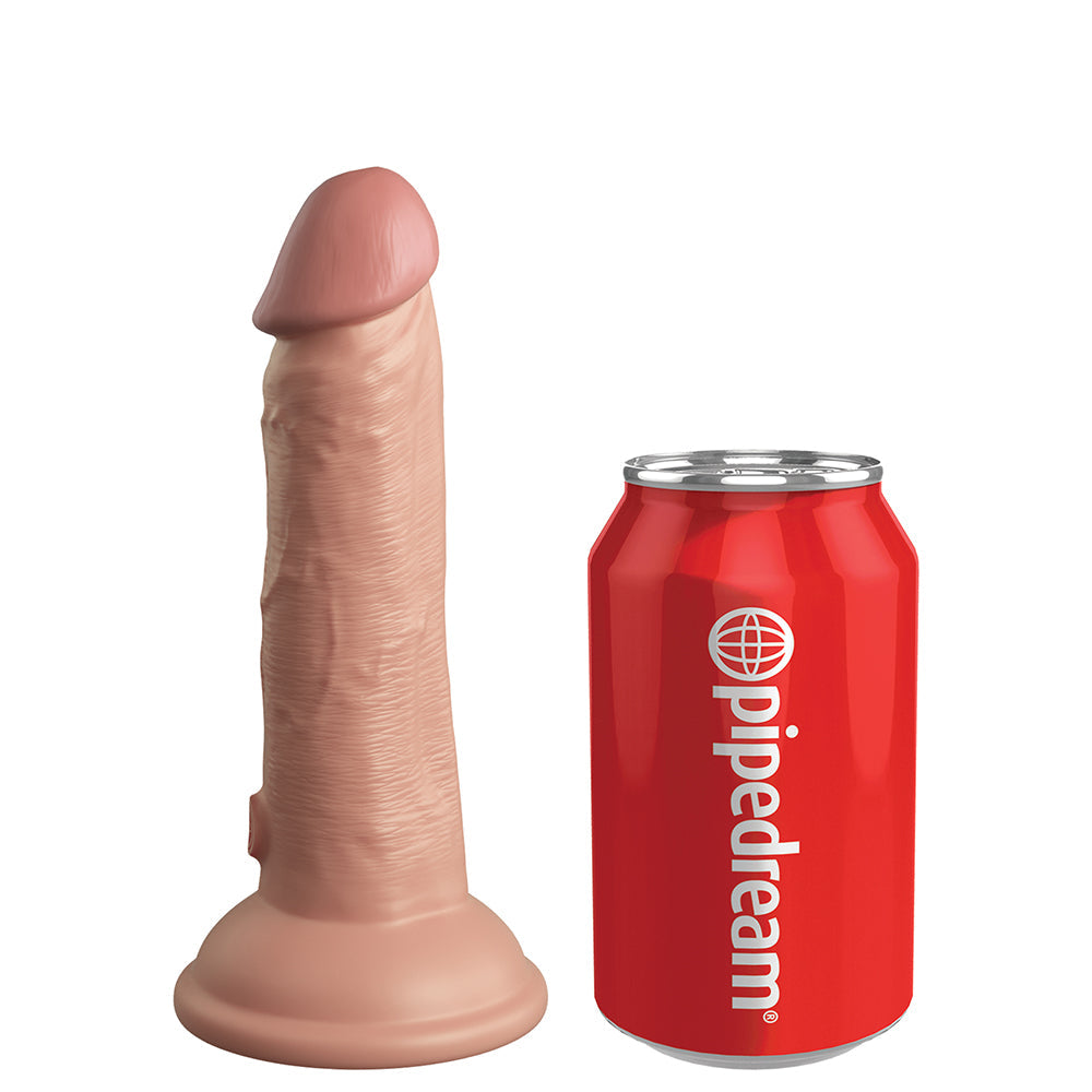 King Cock Elite 6 in. Vibrating Realistic Dildo With Suction Cup Beige - Fantasies Boutique