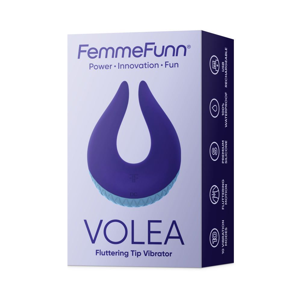 FemmeFunn Volea Rechargeable Silicone Fluttering Tip Vibrator Dark Purple - Fantasies Boutique