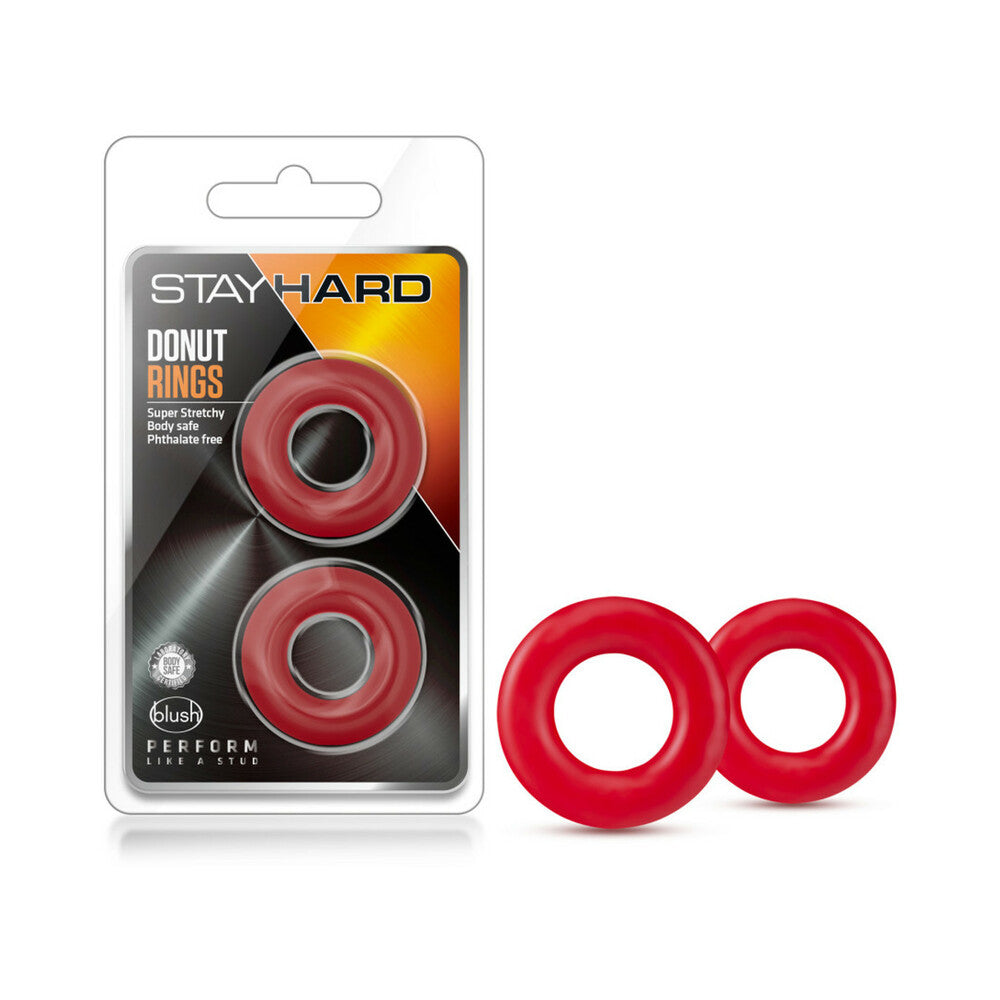 Blush Stay Hard Donut Rings Cockring 2-Pack Red - Fantasies Boutique