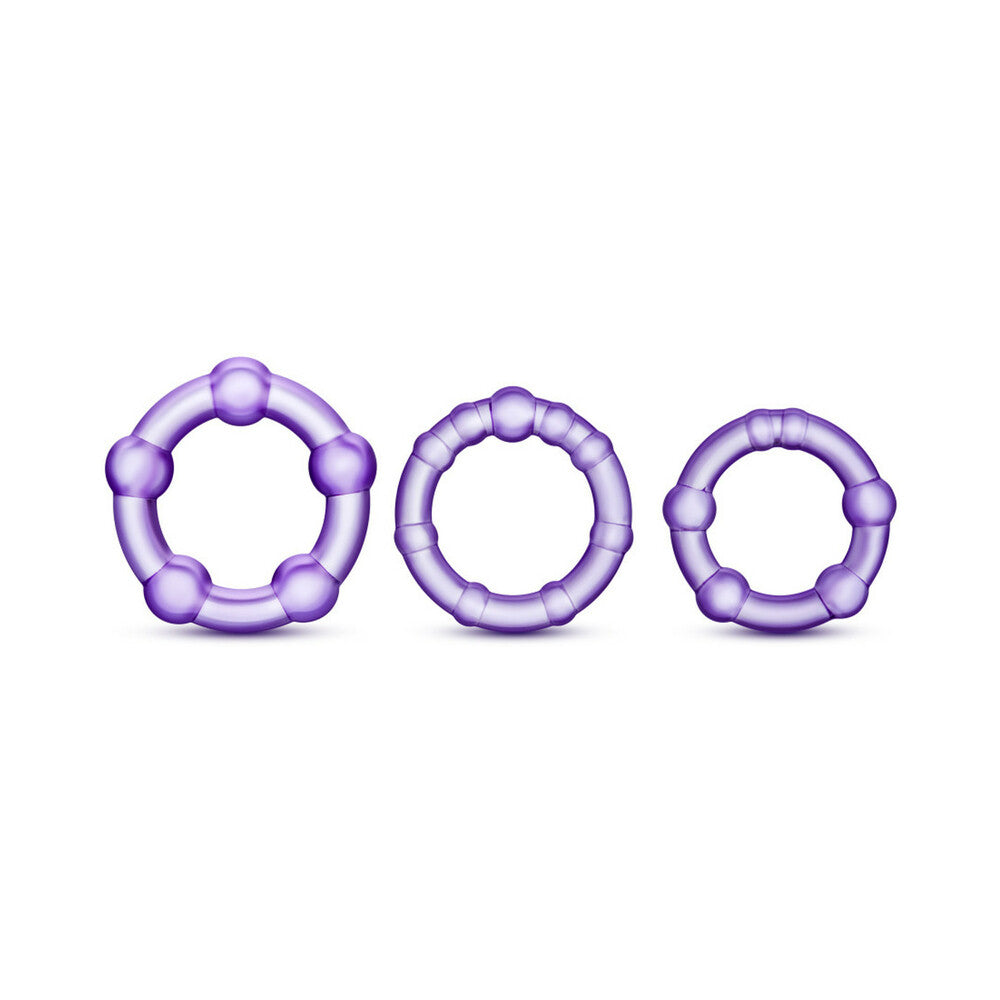 Blush Stay Hard Beaded Cockrings 3-Piece Set Purple - Fantasies Boutique