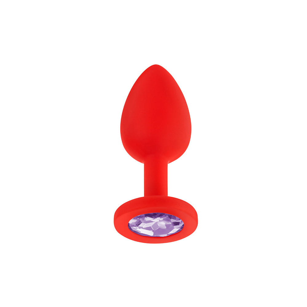 Luv Inc Jp32 Jeweled Medium Plug Silicone with 3-Piece Interchangeable Gems Pink - Fantasies Boutique