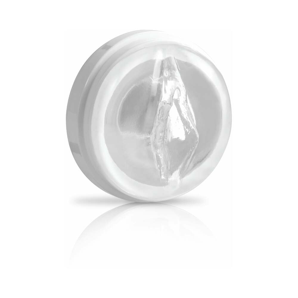 PDX Mega-Bator Pussy Rotating Thrusting Stroker With Suction Cup Clear/White - Fantasies Boutique