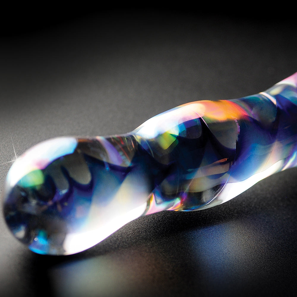 Icicles No. 8 Wavy 7 in. Glass Dildo Blue/Clear - Fantasies Boutique
