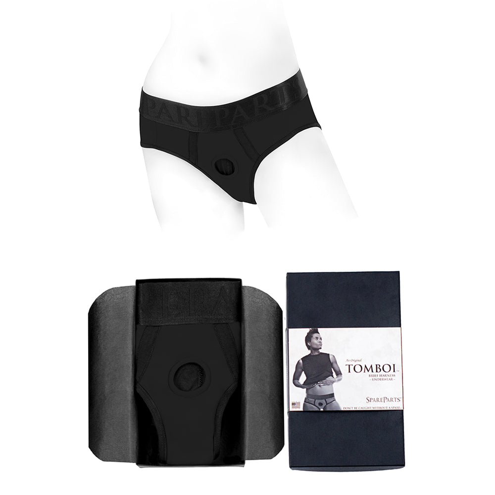 SpareParts Tomboi Nylon Briefs Harness Black Size M - Fantasies Boutique