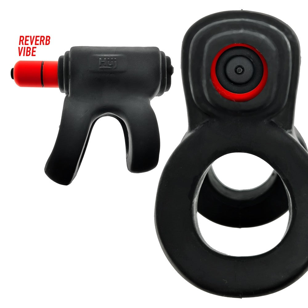 Hunkyjunk Revhammer Cock & Shaft Ring with Bullet Vibrator Tar Ice - Fantasies Boutique