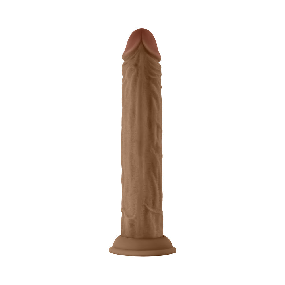 Shaft Model J: 9.5 in. Dual Density Silicone Dildo Oak