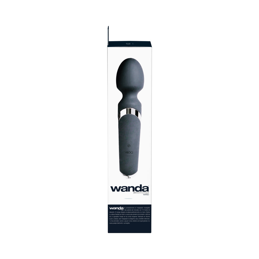 VeDO Wanda Rechargeable Wand Vibe - Just Black - Fantasies Boutique
