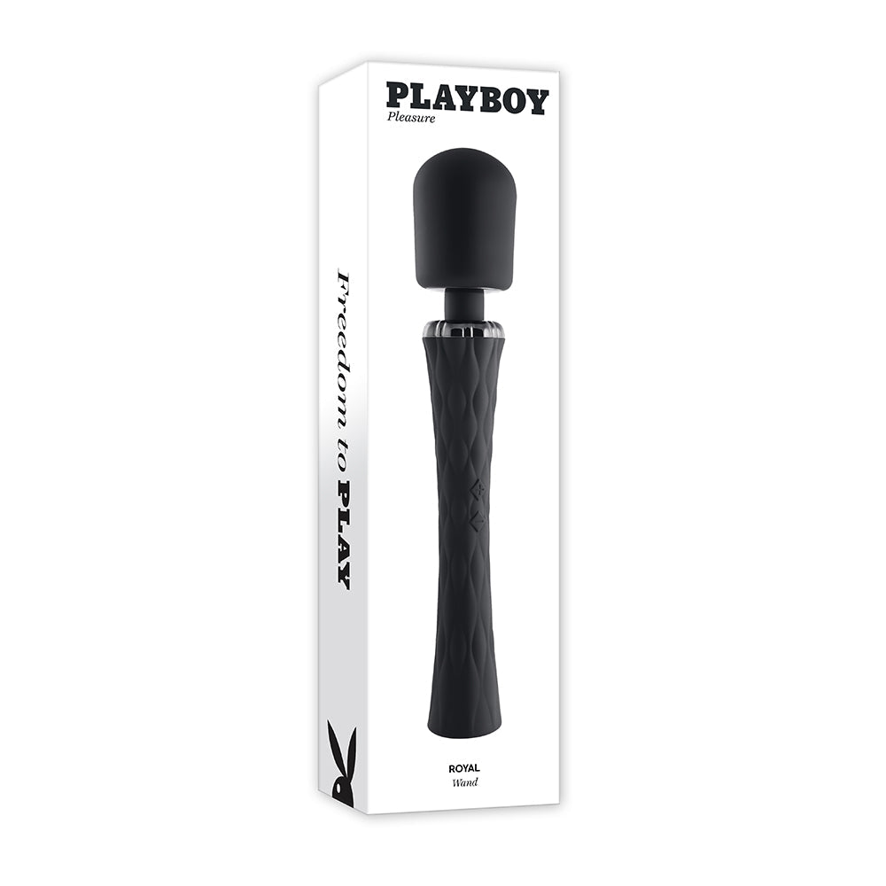 Playboy Royal Rechargeable Silicone Wand Vibrator Black - Fantasies Boutique