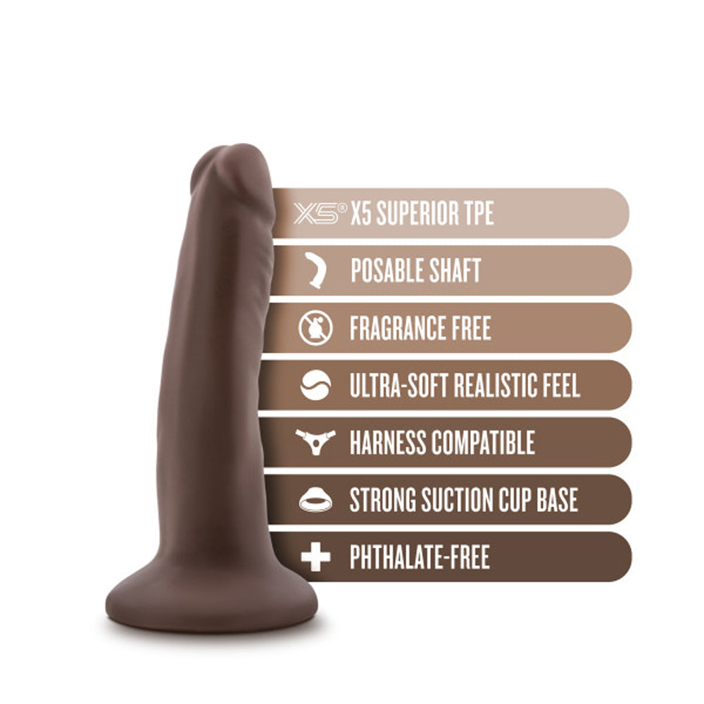 Dr. Skin Plus Realistic 5 in. Triple Density Posable Dildo Brown