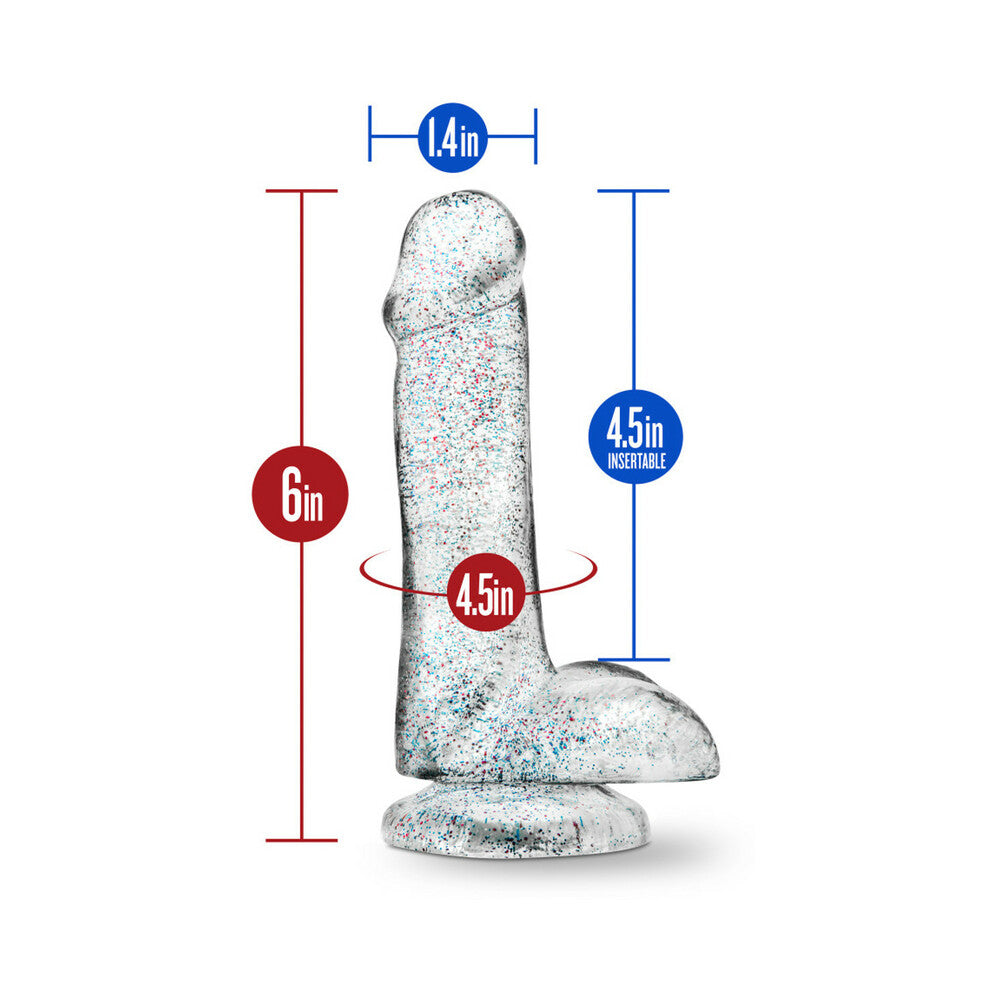 Naturally Yours 6 in. Glitter Cock Realistic Dildo with Balls Sparkling Clear - Fantasies Boutique