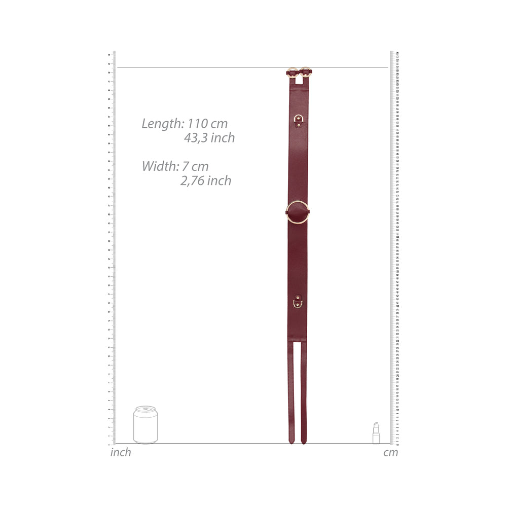 Ouch! Halo Ringed Waist Restraint Belt Burgundy S/M - Fantasies Boutique