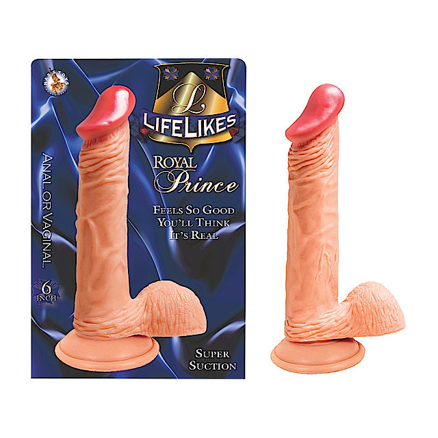 Lifelikes Royal Prince Dong With Balls & Suction Base 6in. (White) - Fantasies Boutique