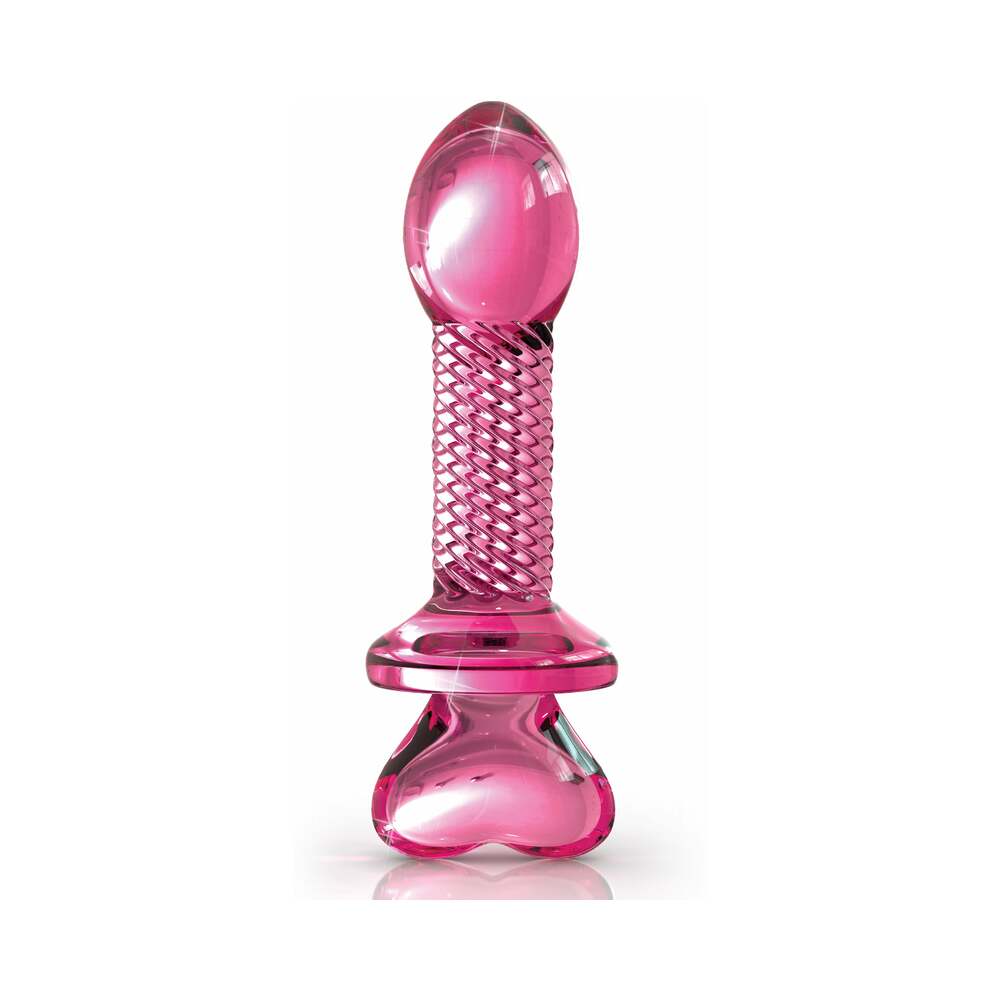 Pipedream Icicles No. 82 Glass Juicer Textured Dildo With Heart-Shaped Base Pink - Fantasies Boutique