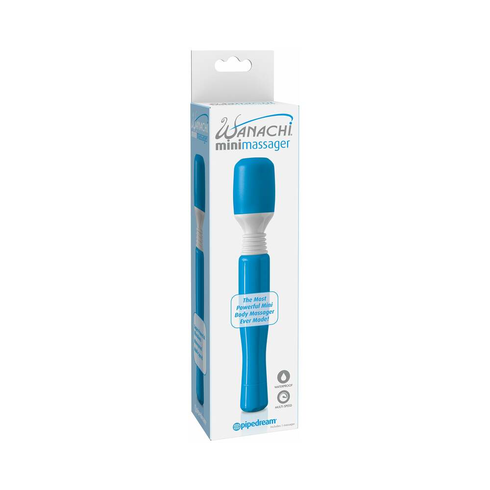 Mini Wanachi Waterproof Massager Flexible Silicone Wand Vibrator Blue - Fantasies Boutique