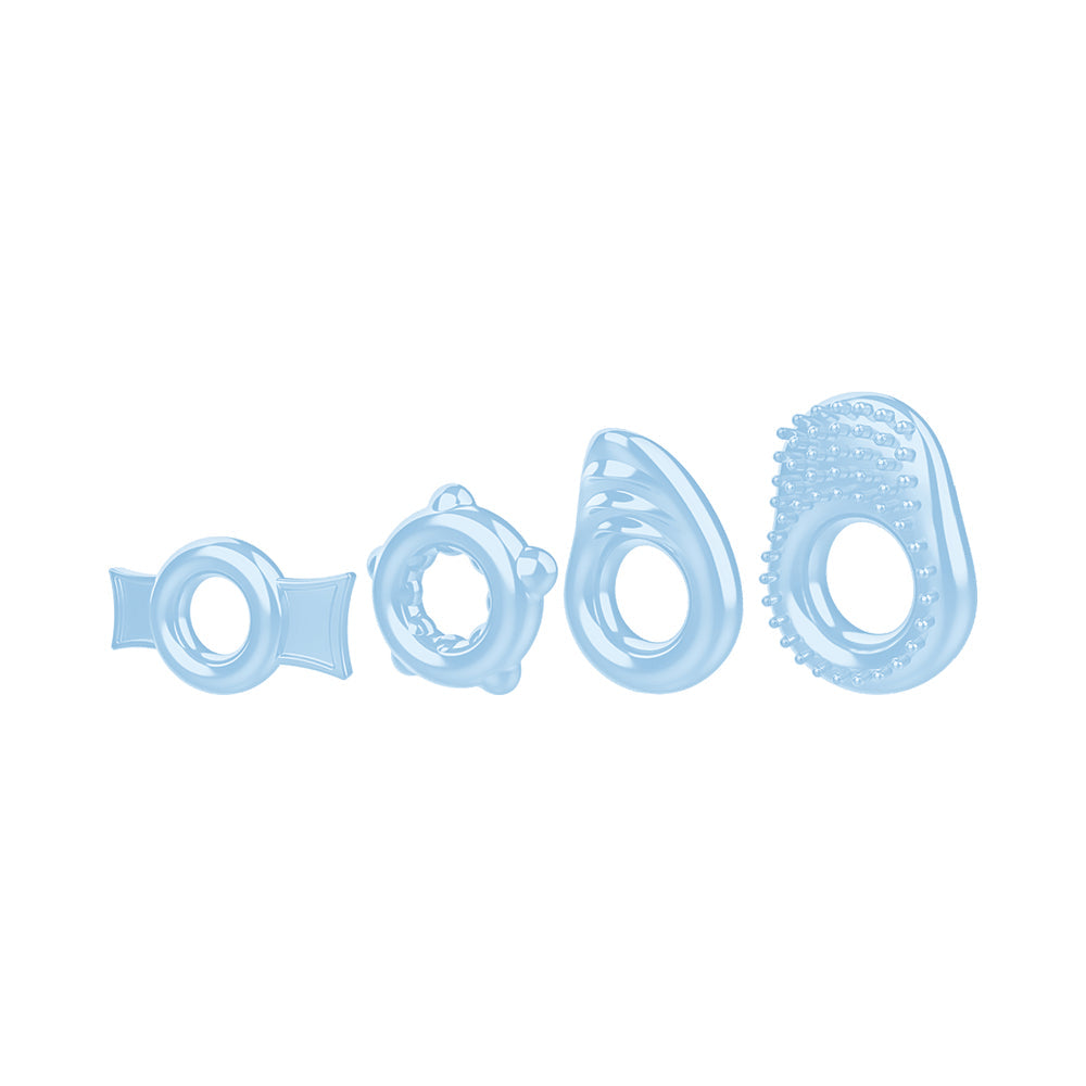 Zero Tolerance Ring A Ding Ding 4-Piece Cockring Set Blue - Fantasies Boutique