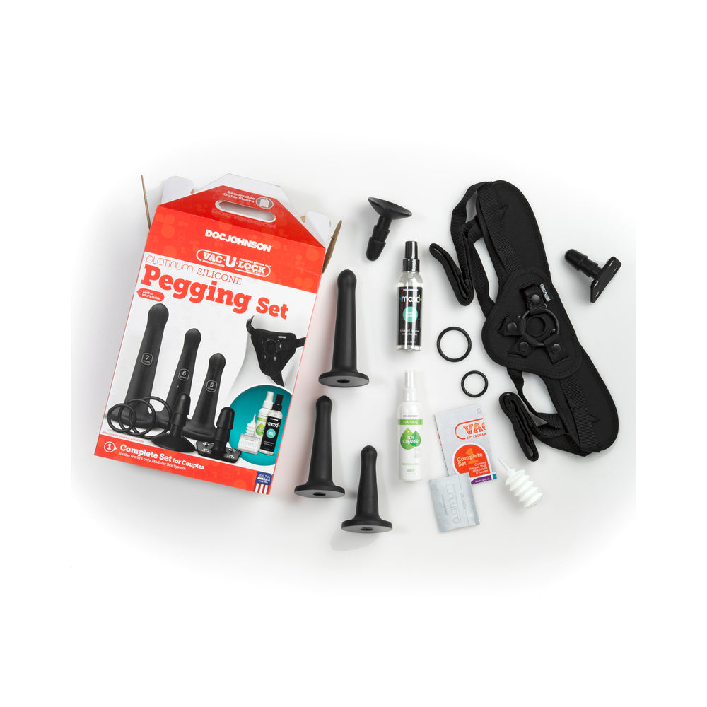 Vac-U-Lock Silicone Pegging Set Black - Fantasies Boutique