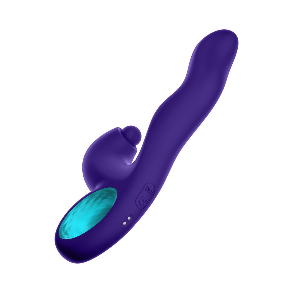 FemmeFunn Klio Rechargeable Silicone Triple Action Thumping Rabbit Vibrator Dark Purple - Fantasies Boutique