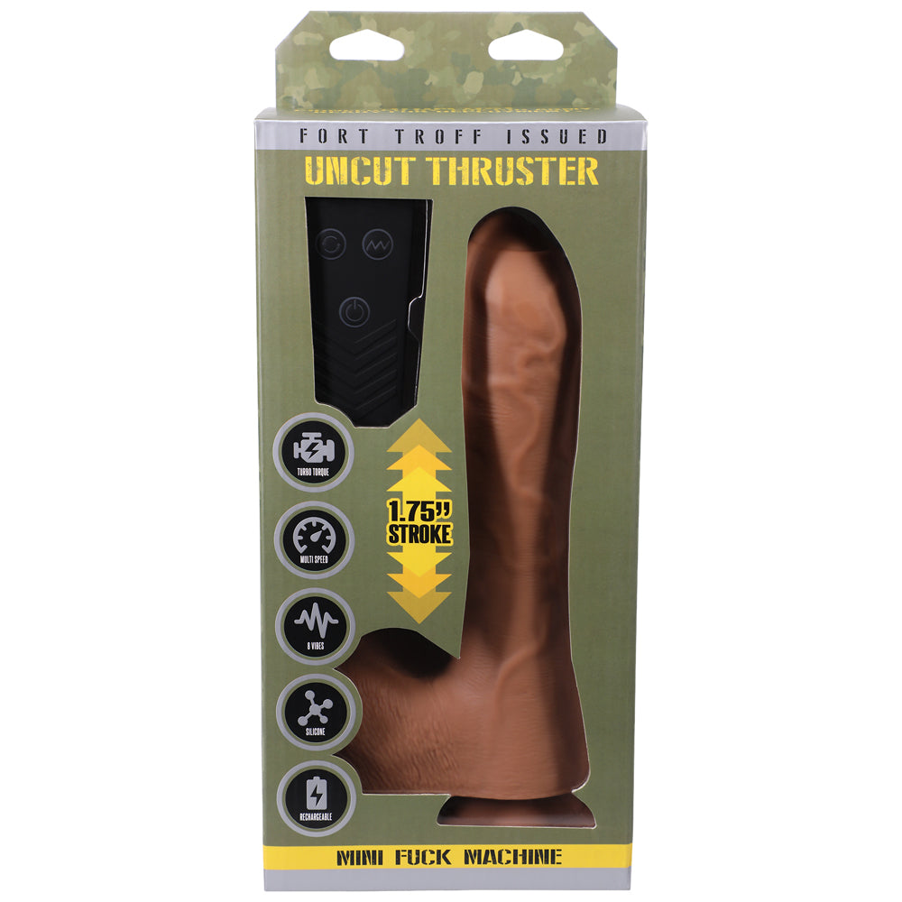 Fort Troff Uncut Thruster Mini Fuck Machine Rechargeable Remote-Controlled Silicone 8.5 in. Thrusting Dildo Tan - Fantasies Boutique