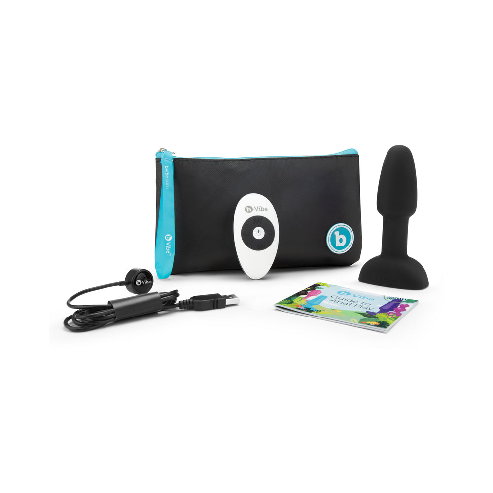 b-Vibe Rimming Petite Rotating and Vibrating Remote Control Plug Black - Fantasies Boutique