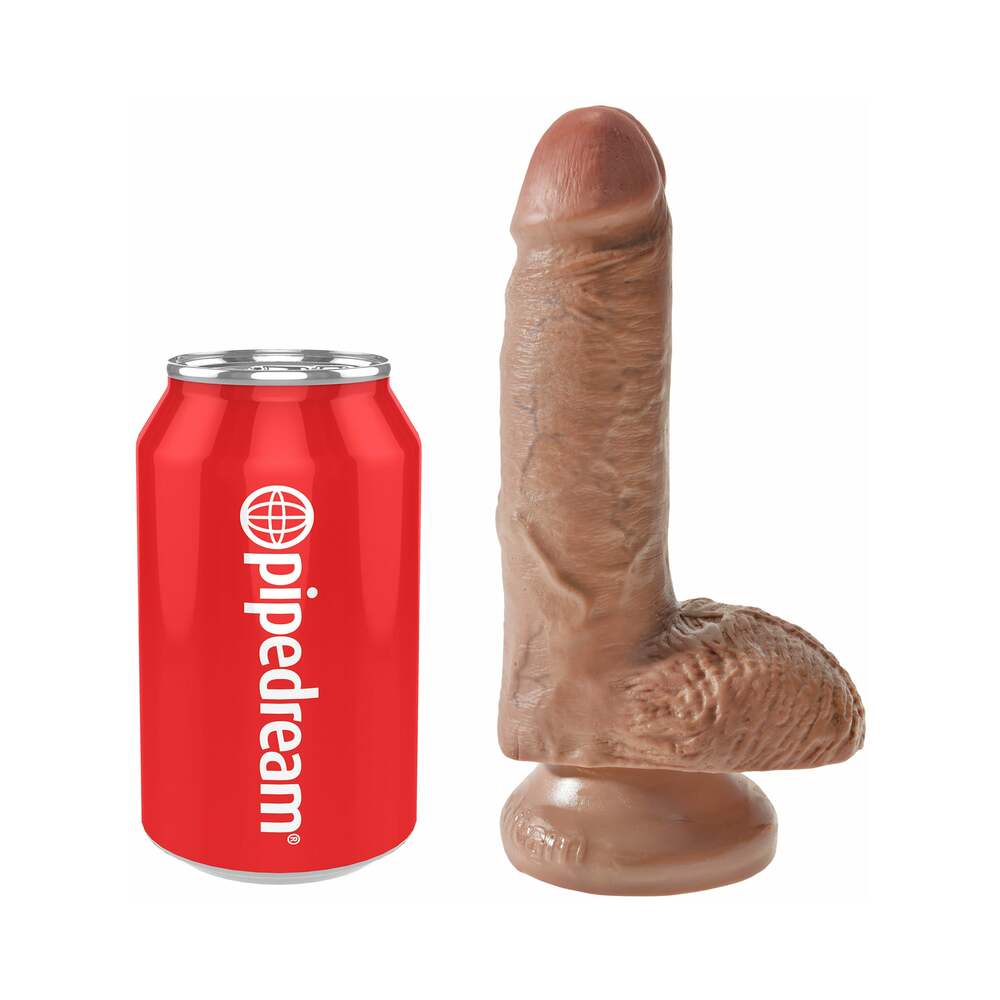 King Cock 7 in. Cock With Balls Realistic Suction Cup Dildo Tan - Fantasies Boutique