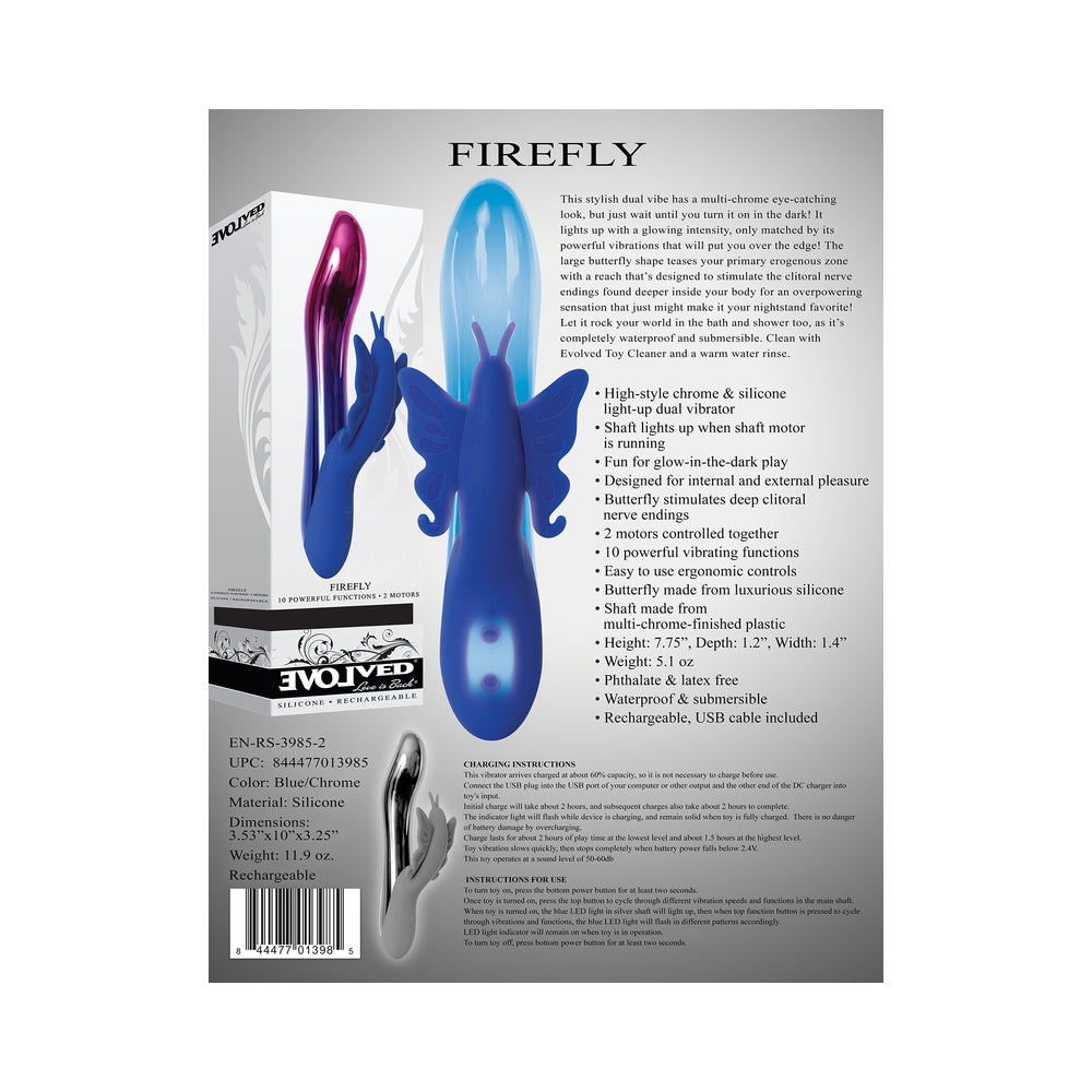 Evolved Firefly Rechargeable Silicone Dual Stimulator Blue/Pink - Fantasies Boutique