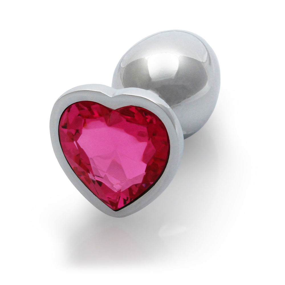 Shots Ouch! Heart Gem Butt Plug Small Silver/Rubellite Pink - Fantasies Boutique