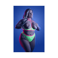 Fantasy Lingerie Glow Persuasive Open Cup Cage Bra & Panty Neon Green Queen