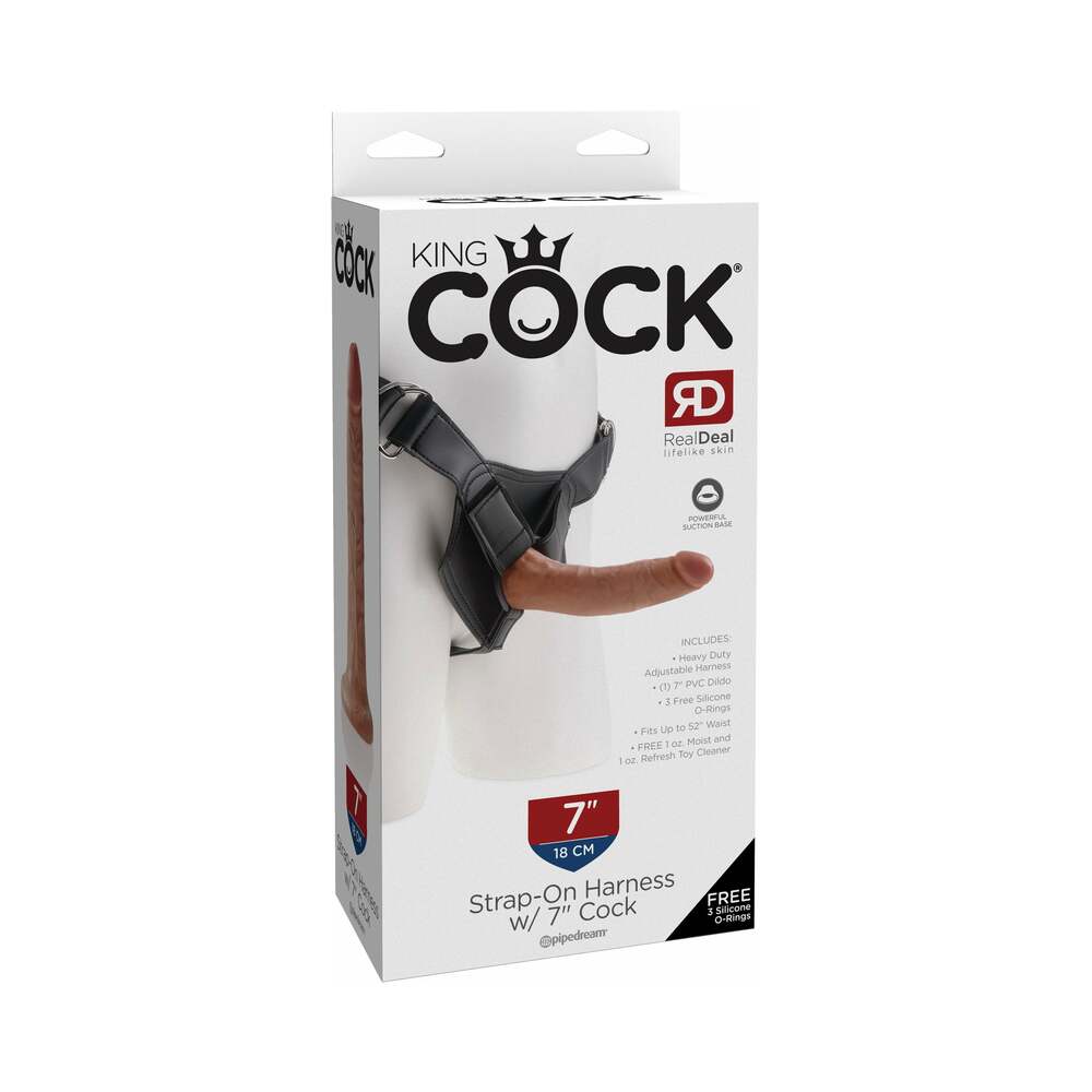 King Cock Strap-on Harness With 7 in. Cock Tan - Fantasies Boutique