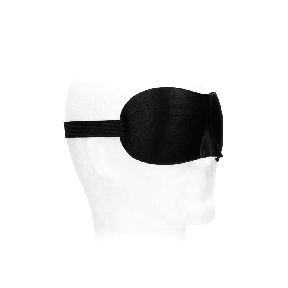 Ouch! Black & White Satin Curvy Eye Mask With Elastic Straps Blindfold Black - Fantasies Boutique