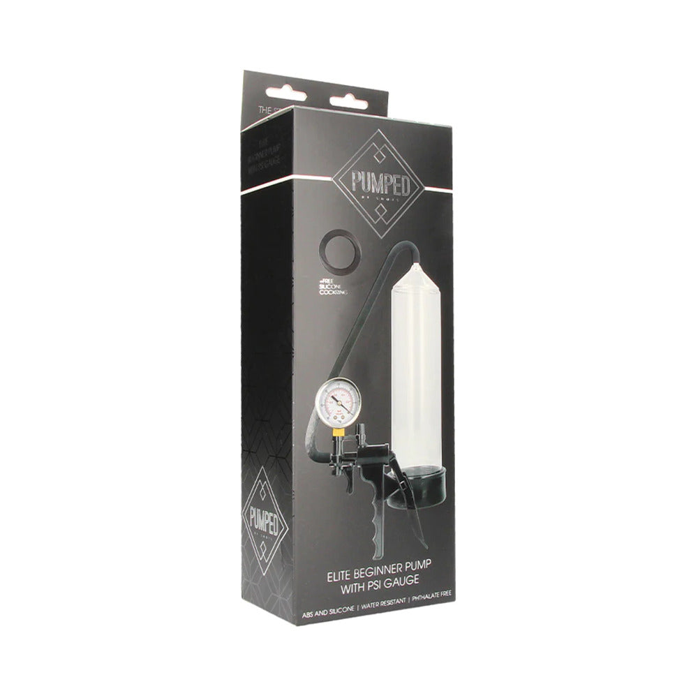 Shots Pumped Elite Beginner Pump With PSI Gauge Clear - Fantasies Boutique
