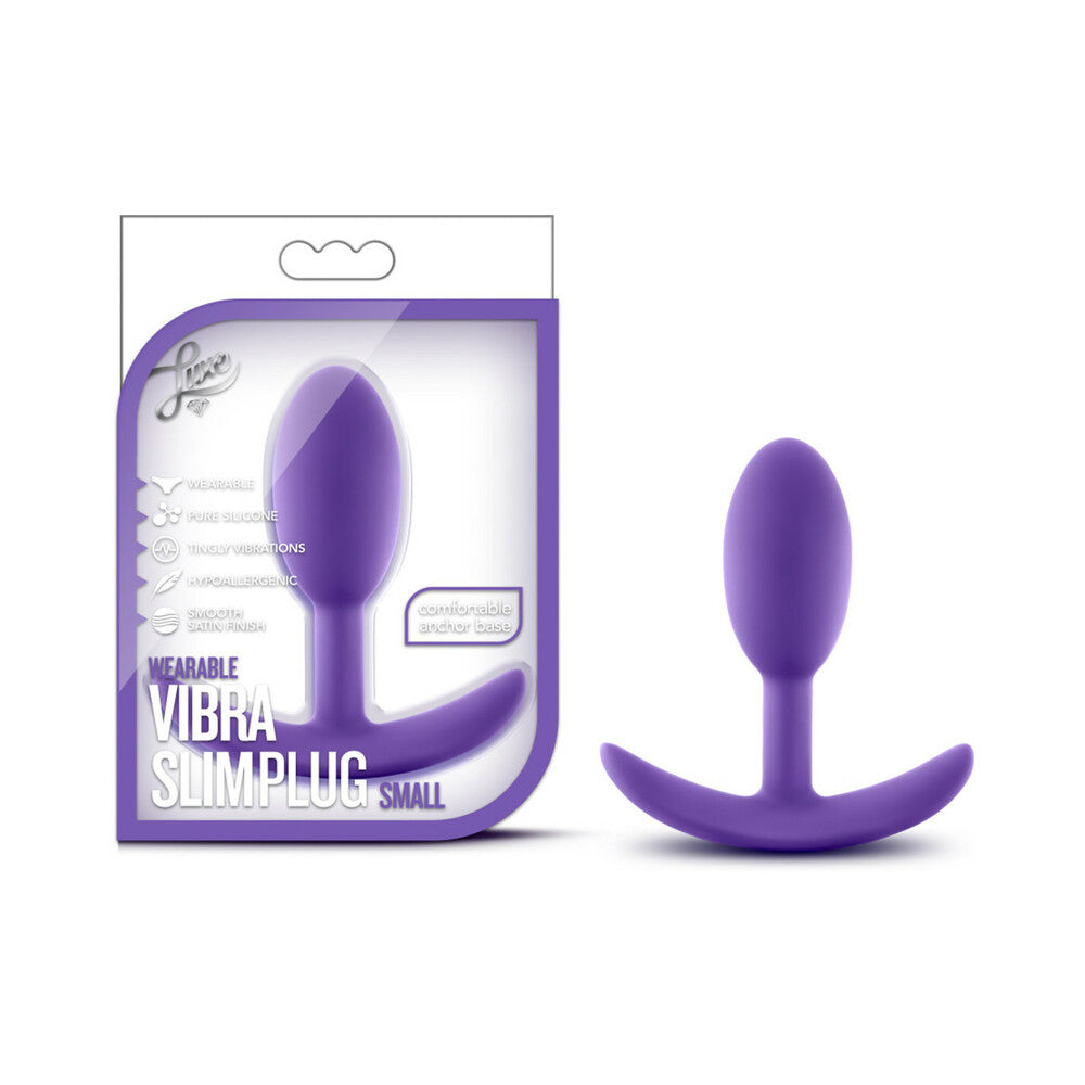 Blush Luxe Wearable Vibra Slim Plug Small Purple - Fantasies Boutique