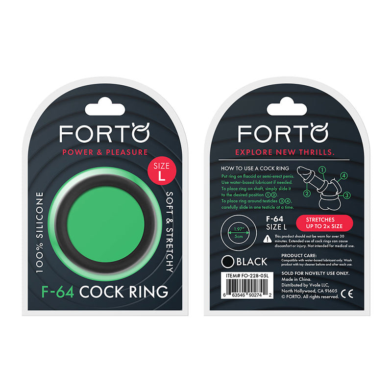 Forto F-64 Wide Liquid Silicone Cockring Large Black - Fantasies Boutique