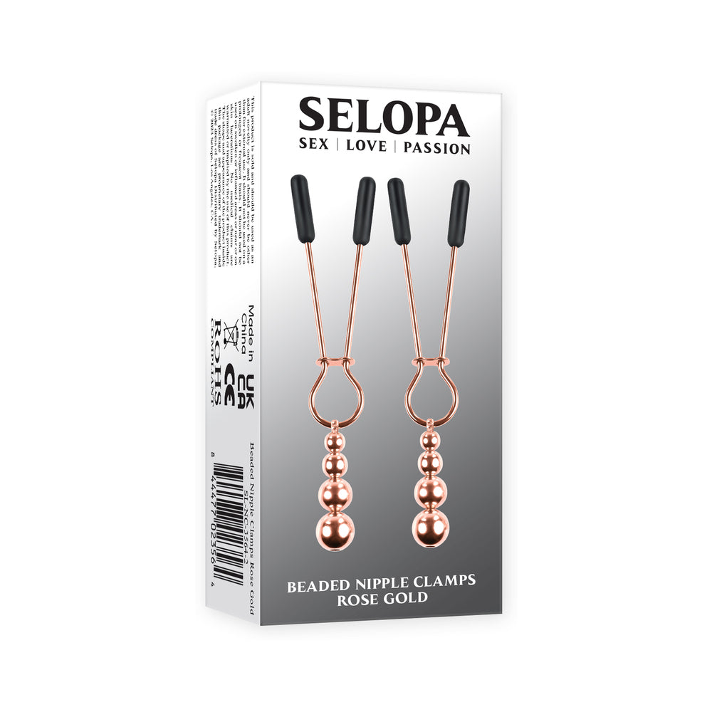 Selopa Beaded Nipple Clamps Stainless Steel Rose Gold - Fantasies Boutique