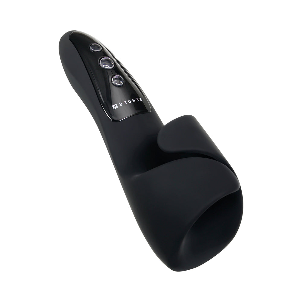 Gender X The Embrace Rechargeable Vibrating Pulsing Silicone Masturbator Black - Fantasies Boutique
