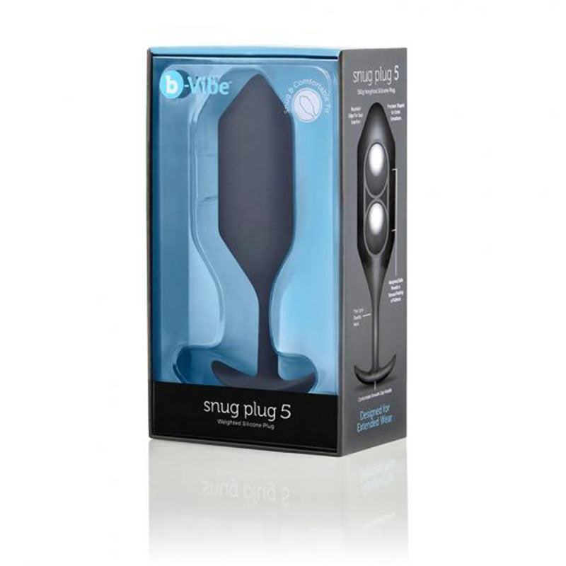 b-Vibe Snug Plug 5 Weighted Silicone Anal Plug Black - Fantasies Boutique