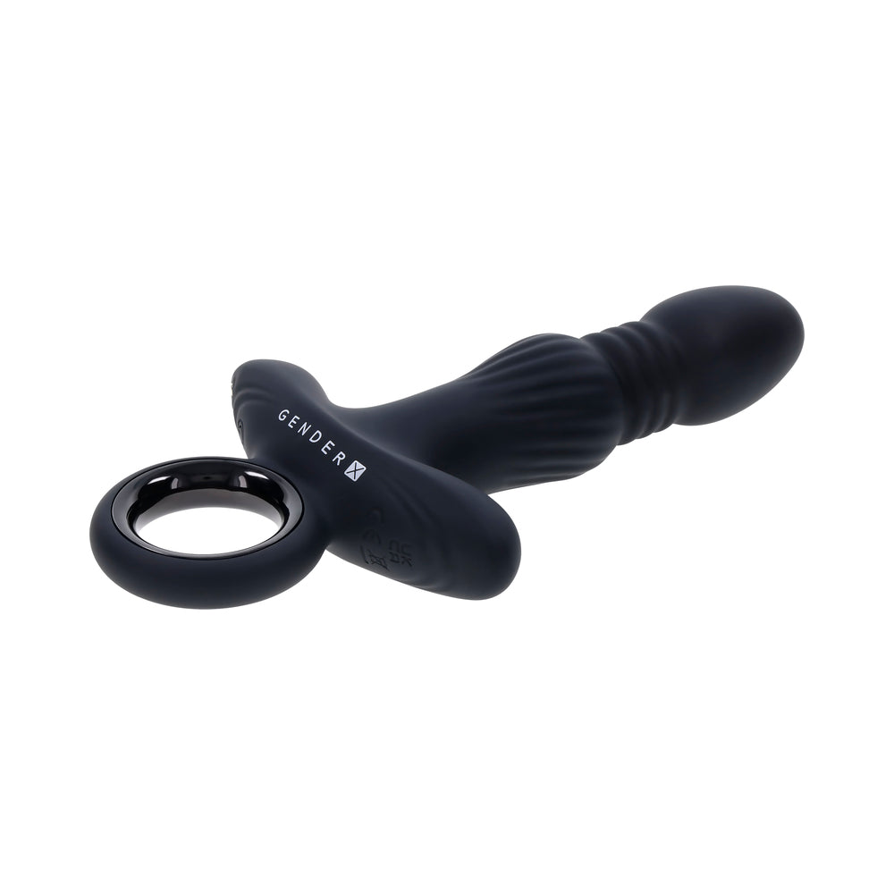 Gender X Slayer Rechargeable Ring Thruster Vibe Silicone Black - Fantasies Boutique