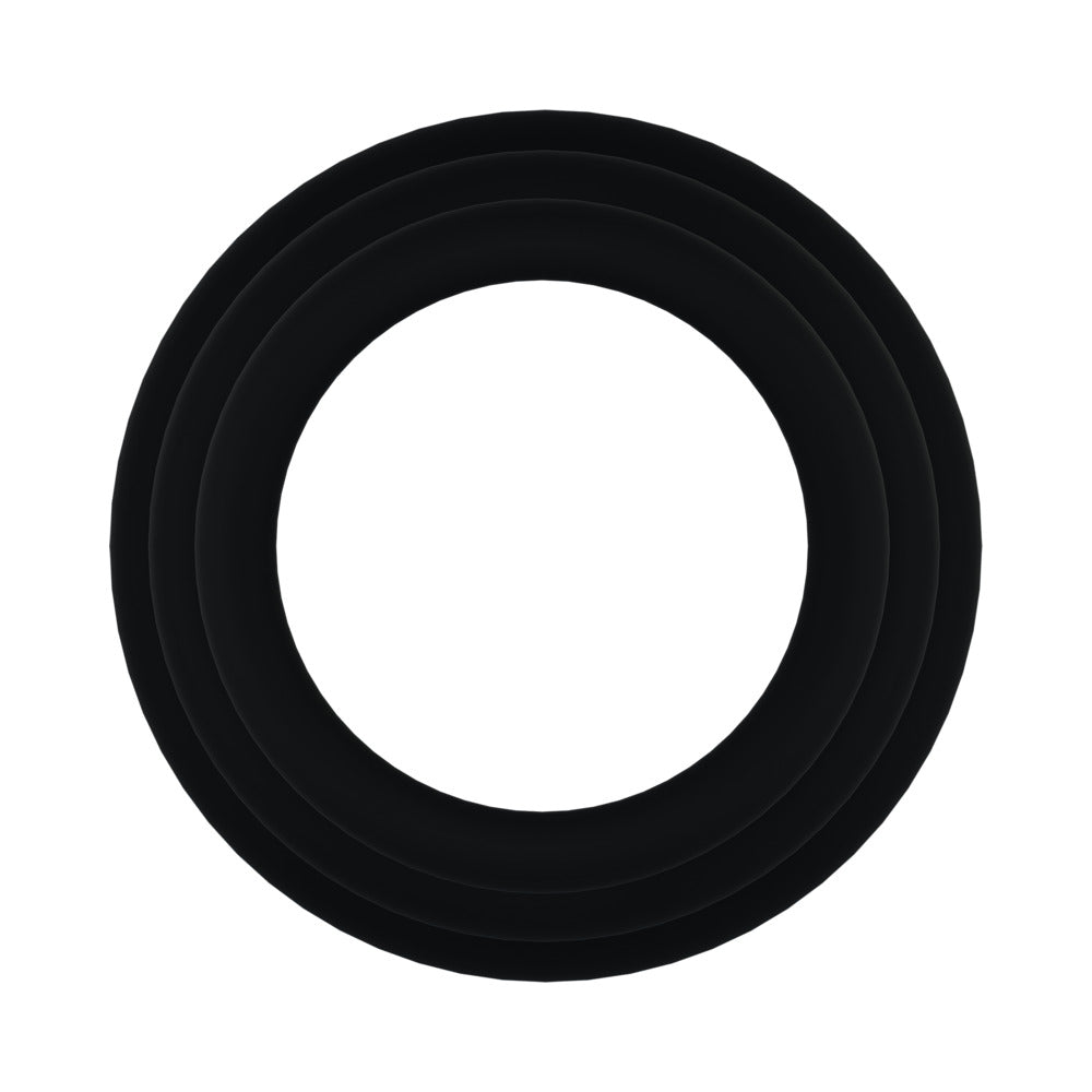 Rock Solid Black Gasket Silicone 3pc Set (.75in,1in,1.25in) - Fantasies Boutique