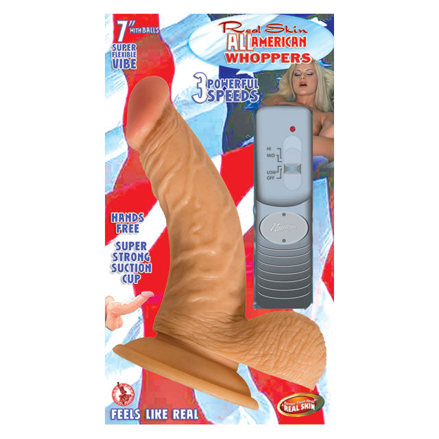 All American Whoppers 7in. Vibrating Dong With Balls - Fantasies Boutique