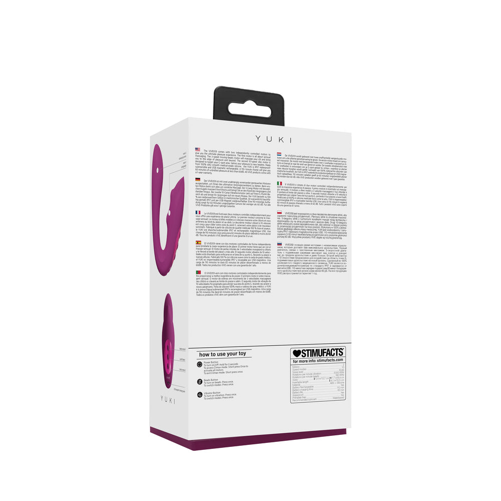 VIVE YUKI Rechargeable Dual Motor G-Spot Vibrator with Massaging Beads Pink - Fantasies Boutique