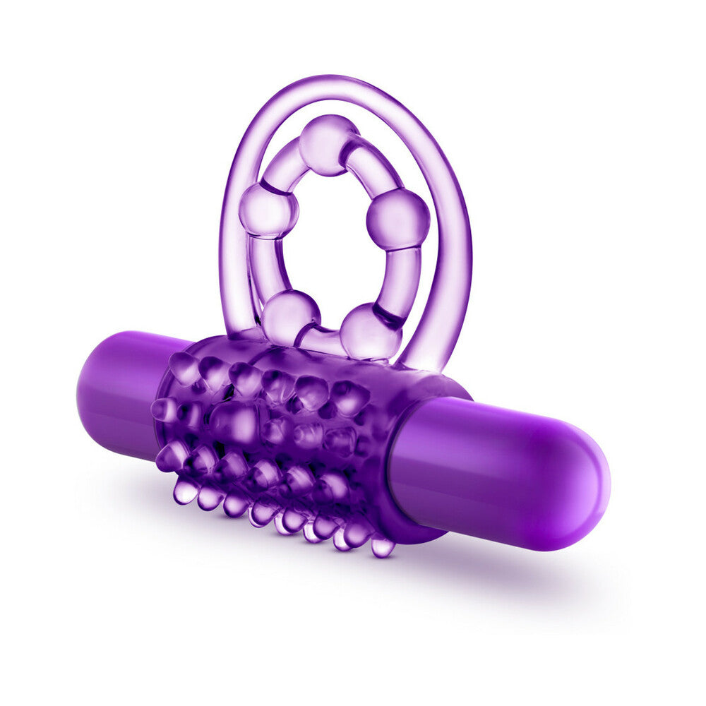 Play with Me The Player Vibrating Double Strap Cockring Purple - Fantasies Boutique