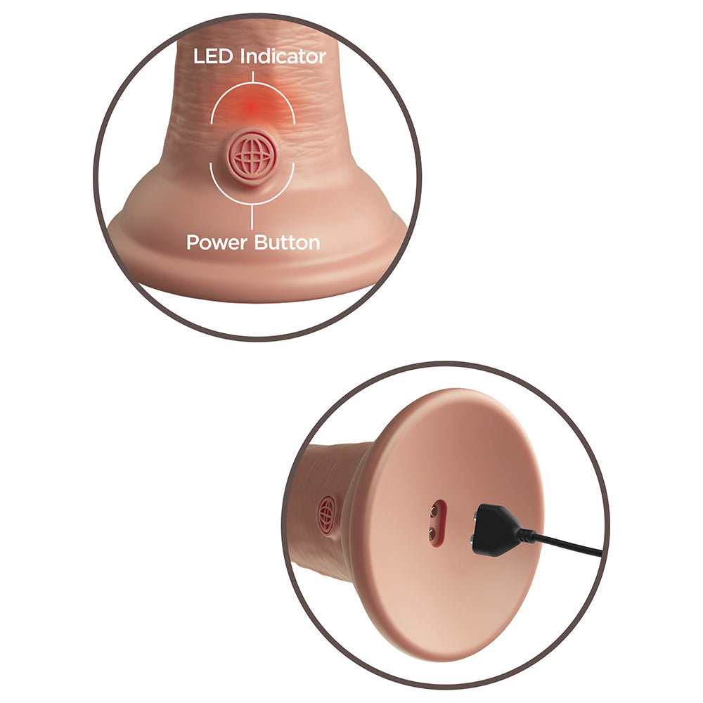 King Cock Elite 8 in. Vibrating Realistic Dildo With Suction Cup Beige - Fantasies Boutique