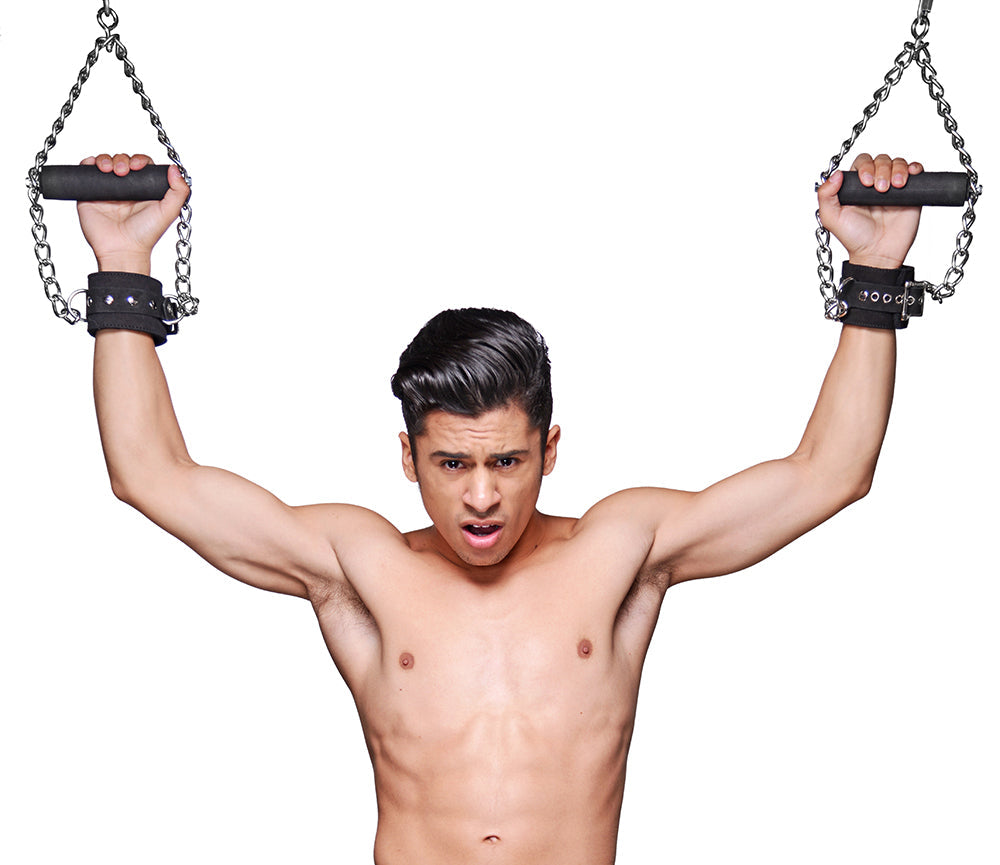 Strict Leather Fur Lined Nubuck Suspension Cuffs with Grip