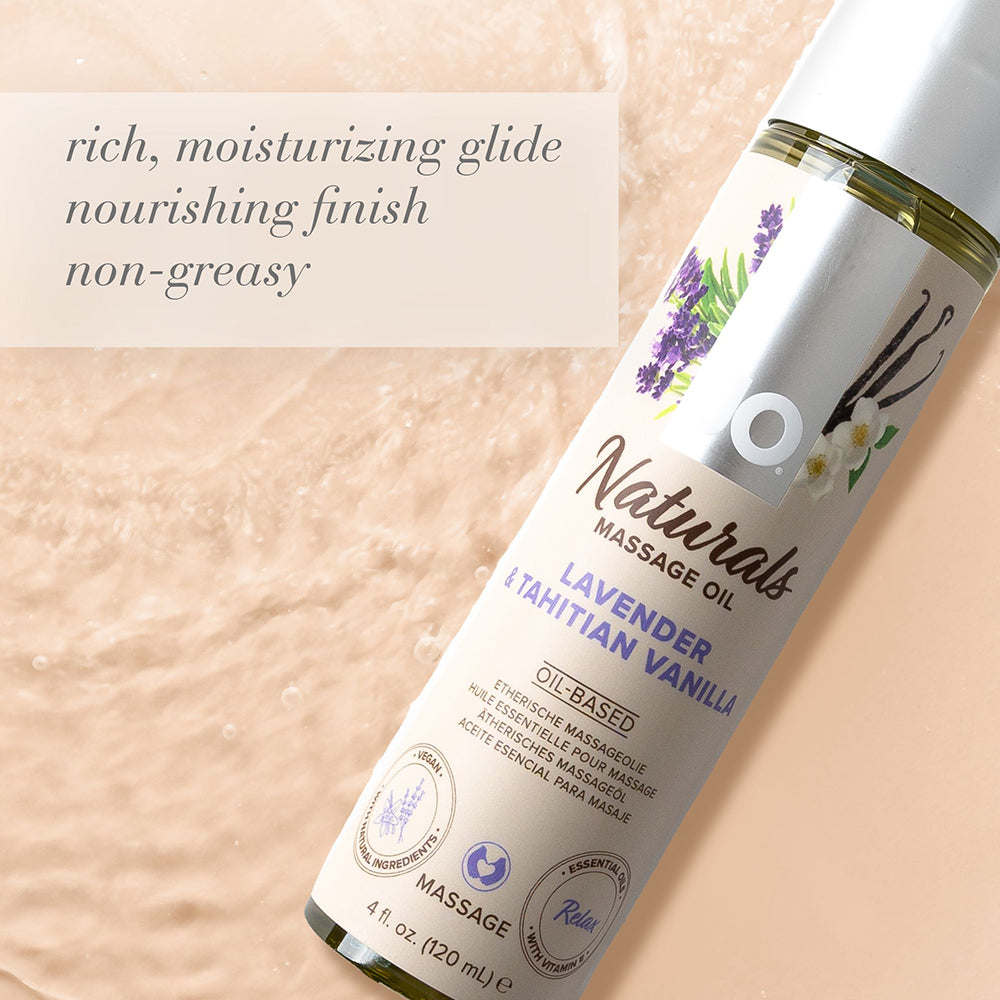 JO Naturals Massage Oil Lavender & Tahitian Vanilla 4 oz. - Fantasies Boutique