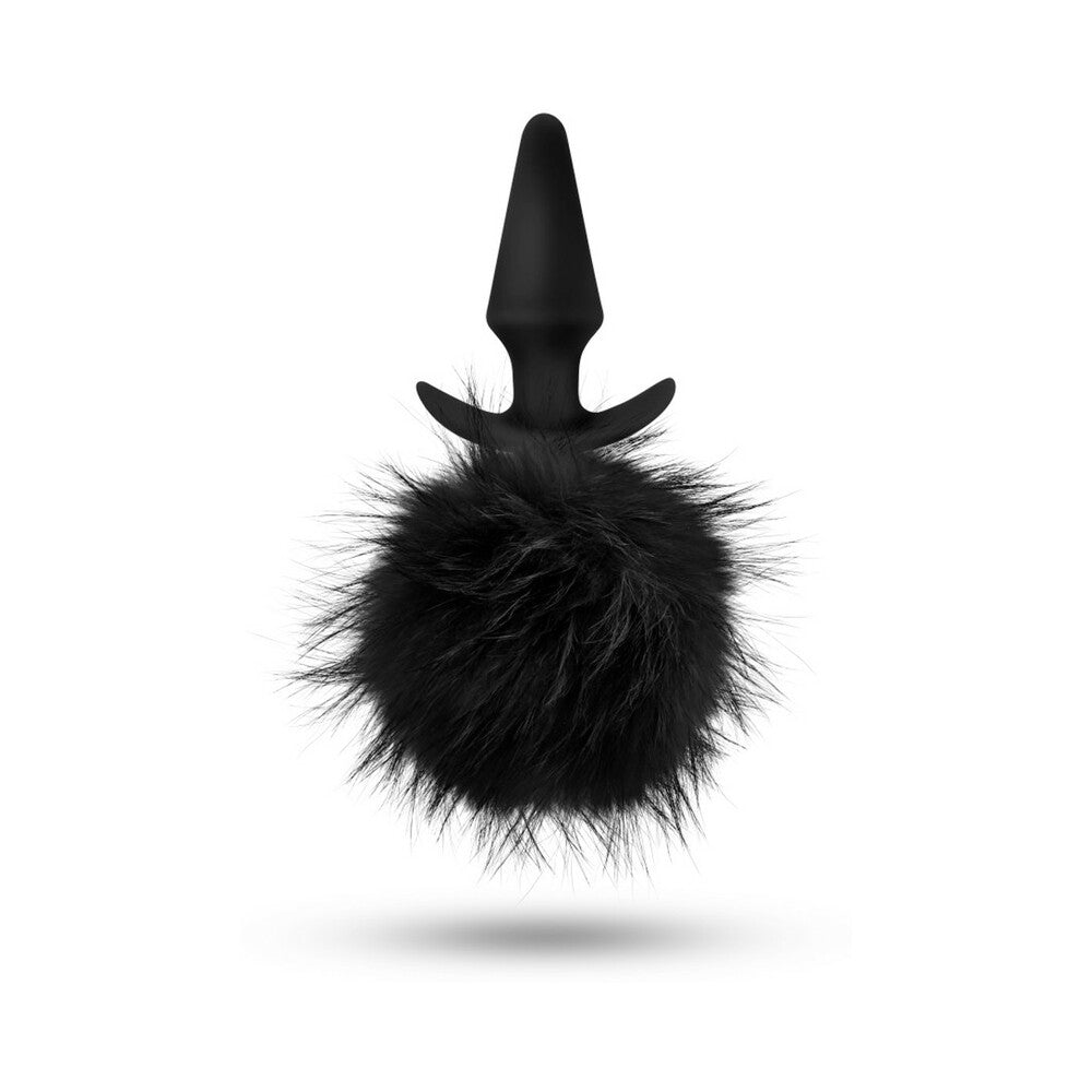 Blush Anal Adventures Platinum Silicone Rabbit Tail Plug Black - Fantasies Boutique