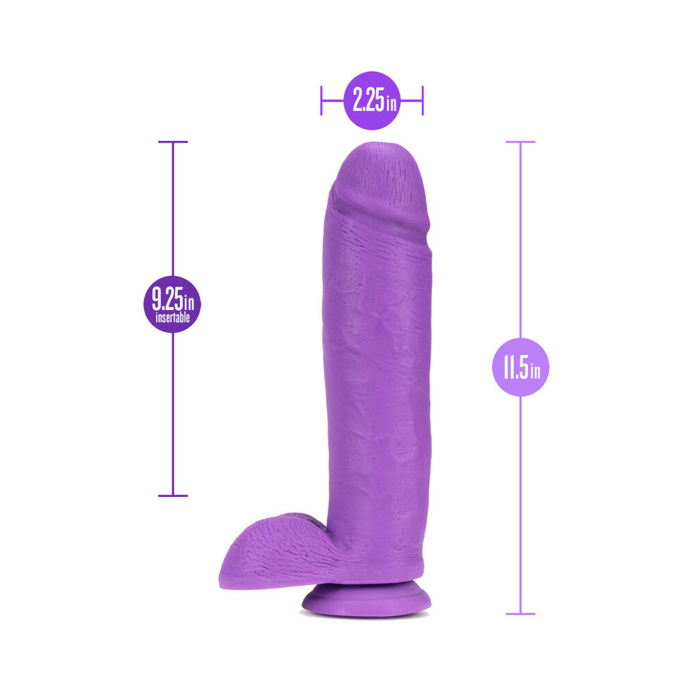 Neo 11 in. Dual Density Dildo with Balls Neon Purple - Fantasies Boutique