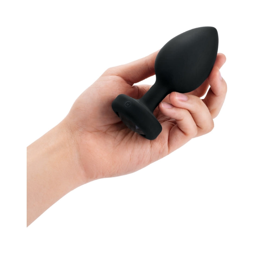 b-Vibe Vibrating Jewel Rechargeable Remote-Controlled Anal Plug with Gem Base Black Diamond XXL - Fantasies Boutique