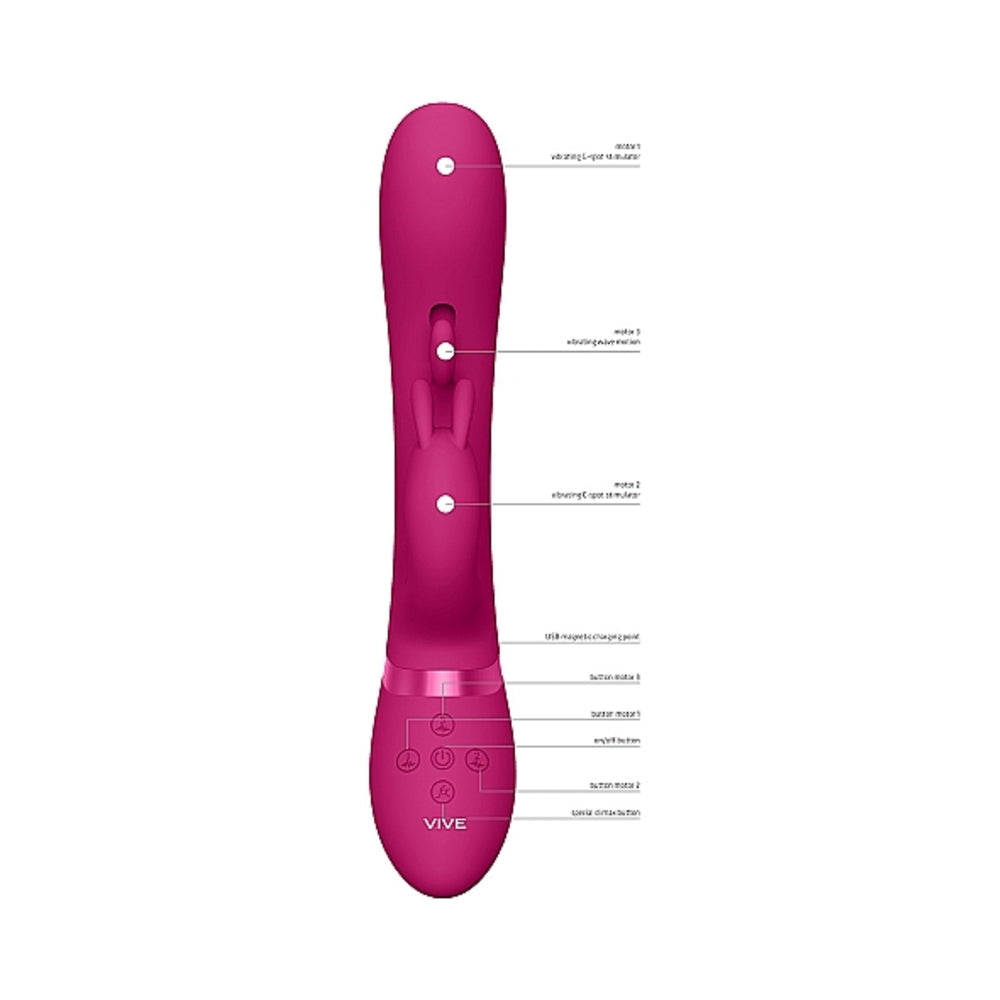 VIVE TAMA Rechargeable Wave Silicone Rabbit Vibrator Pink - Fantasies Boutique